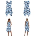 thumbnail image 3 of Whosucclay Blue Palm Tree Print Hawaii Couple Matching Outfits Men's Hawaiian Button Down Shirt or Women's Sleeveless Summer Dress with Pockets Beach Luau Party Clothes for Husband Wife, L, 3 of 7