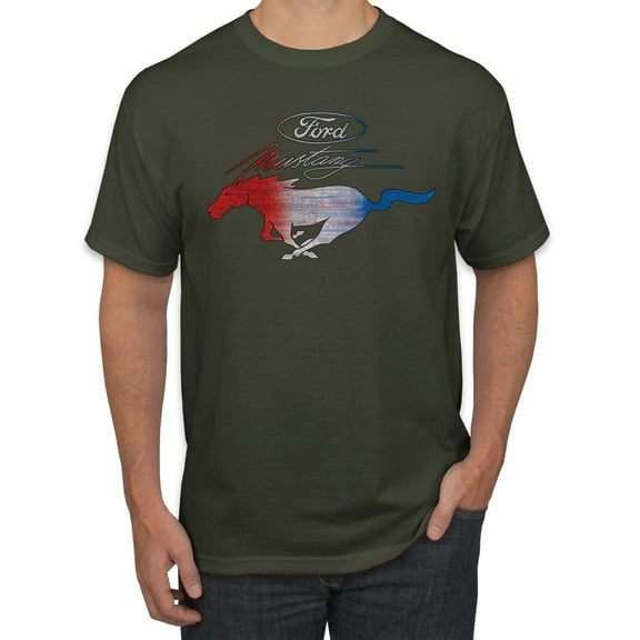 Wild Bobby, Classic Ford Mustang Car Logo, Cars and Trucks, Men's Graphic T-Shirt, Military Green, XX-Large