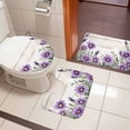 thumbnail image 5 of Purple Flower Bathroom Rugs Set Spring Vintage Floral Plant Retro Watercolor Farmhouse Non Slip Absorbent Bath Mats 3 Piece Set with Bathroom Rug, U-Shaped Floor Mat, Toilet Seat Cover Large Size, 5 of 9
