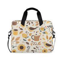 FORMRS 16" Laptop Sleeve Bag Carrying Case with Handle Travel Shoulder Briefcase, Beige Birds Floral