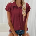 thumbnail image 2 of Camisas de Manga Larga para las Mujeres de Ajuste Suelto de las Mujeres de Algodón de Lino Blusa Casual Cuello en V, Poliéster, 2 of 8