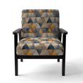 thumbnail image 4 of Designart "Mosaïque des Triangles Beiges et Bleus" Chaise d'Appoint Rembourrée Triangles Bleus - Fauteuil Moderne pour Chambre, 4 of 7