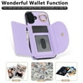 thumbnail image 7 of Allytechgroup Wallet Phone Case for Apple iPhone 16, Shockproof PU Leather TPU iPhone 16 Case with Card Holder & Ring Stand Protective iPhone 16 Cover, Purple, 7 of 7