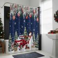 thumbnail image 4 of Christmas Truck Snowman Bathroom Shower Curtain Xmas Ball Snowflakes Navy Blue Waterproof Washable Shower Curtains for Bathtub Bath Decor with Grommets and Hook 36 X 72 Inch, 4 of 8