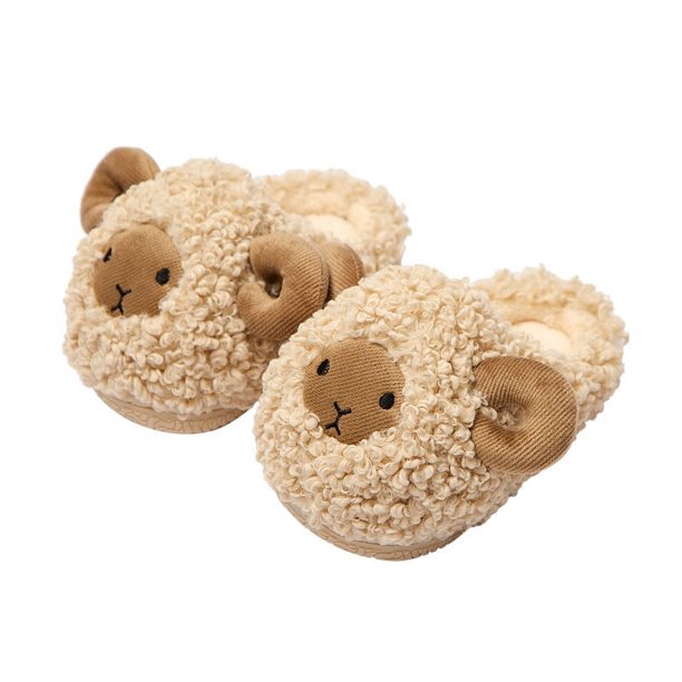 Zapatillas de algodón para niños, con tacón y bolsa, para otoño e invierno, cálidas, antideslizantes, para interior