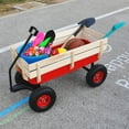 thumbnail image 5 of Heavy Duty Wagon with Handle, SHINPT Garden Cart and Wagon with Air Tires, Outdoor Gardening Cart with Wooden Side Panels, Utility Trailer with Metal Wheel Barrow, All Terrain Wagon for Yard, Lawn, 5 of 8