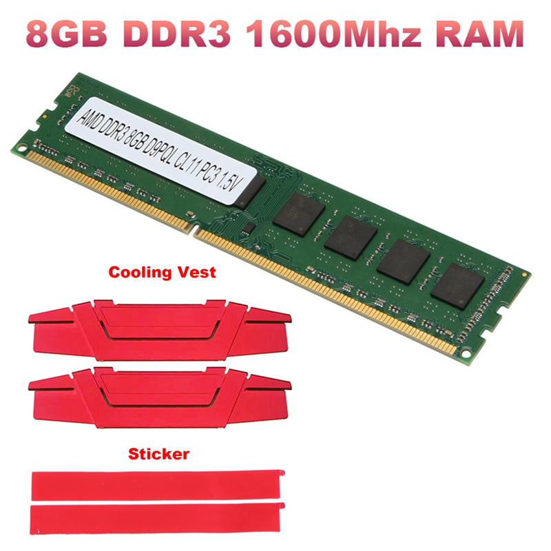Sweeten følelsesmæssig opkald DDR3 8GB 1600Mhz Memory RAM+Cooling Vest PC3-12800 1.5V Desktop Memory 240  Pins for AMD Desktop Motherboard - Walmart.com