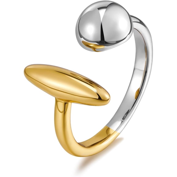 Chunky Teardrop Rings for Women Silver Gold Bypass Dome Rings Thick Statement Open Adjustable Rings Simple Waterdrop Stackable Band Rings