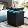 thumbnail image 6 of Afuhokles Nightstand with Charging Station and LED Lights,Night Stand with Sliding Top,Bedside Table with Drawers,Modern End Side Table for Bedroom,Black, 6 of 8