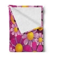 thumbnail image 2 of Abstract Soft Flannel Fleece Blanket, Flowers Cartoon Summer Garden Happy Cheering Flourish Vibrant Display, Cozy Plush for Indoor and Outdoor Use, 50" x 70", Hot Pink Lilac Orange, by Ambesonne, 2 of 5