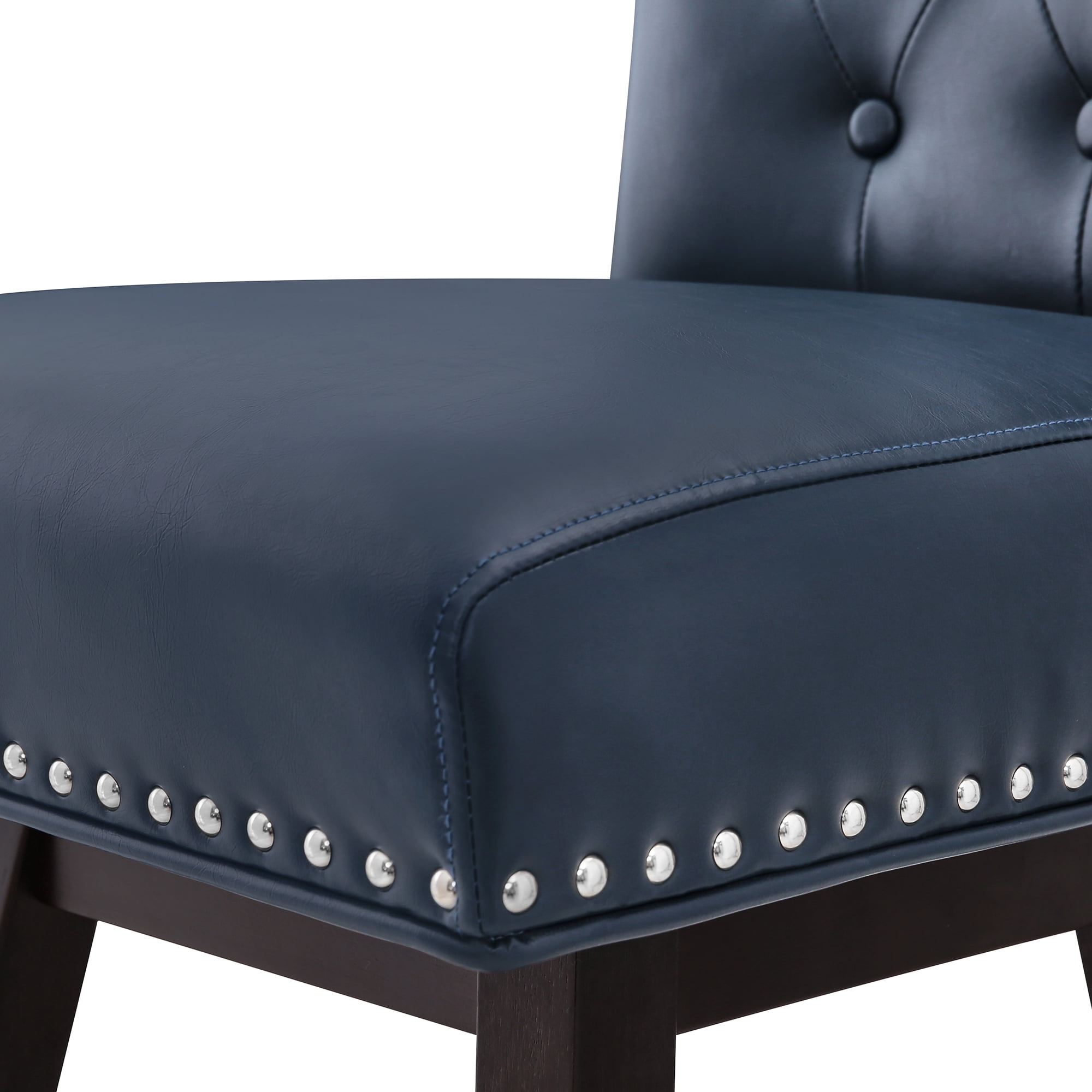 Dycanpo 26" Swivel Bar Stools with Back & Footrest, Counter Stools for Kitchen, Blue-Faux Leather