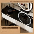 thumbnail image 7 of YWEN 39" Modern Makeup Vanity Desk with Tempered Glass Top & LED Round Mirror, Adjustable Black and White Dressing Table with Reversible 3-Drawer Cabinet, Extendable Vanity Set for Small Bedroom, 7 of 7