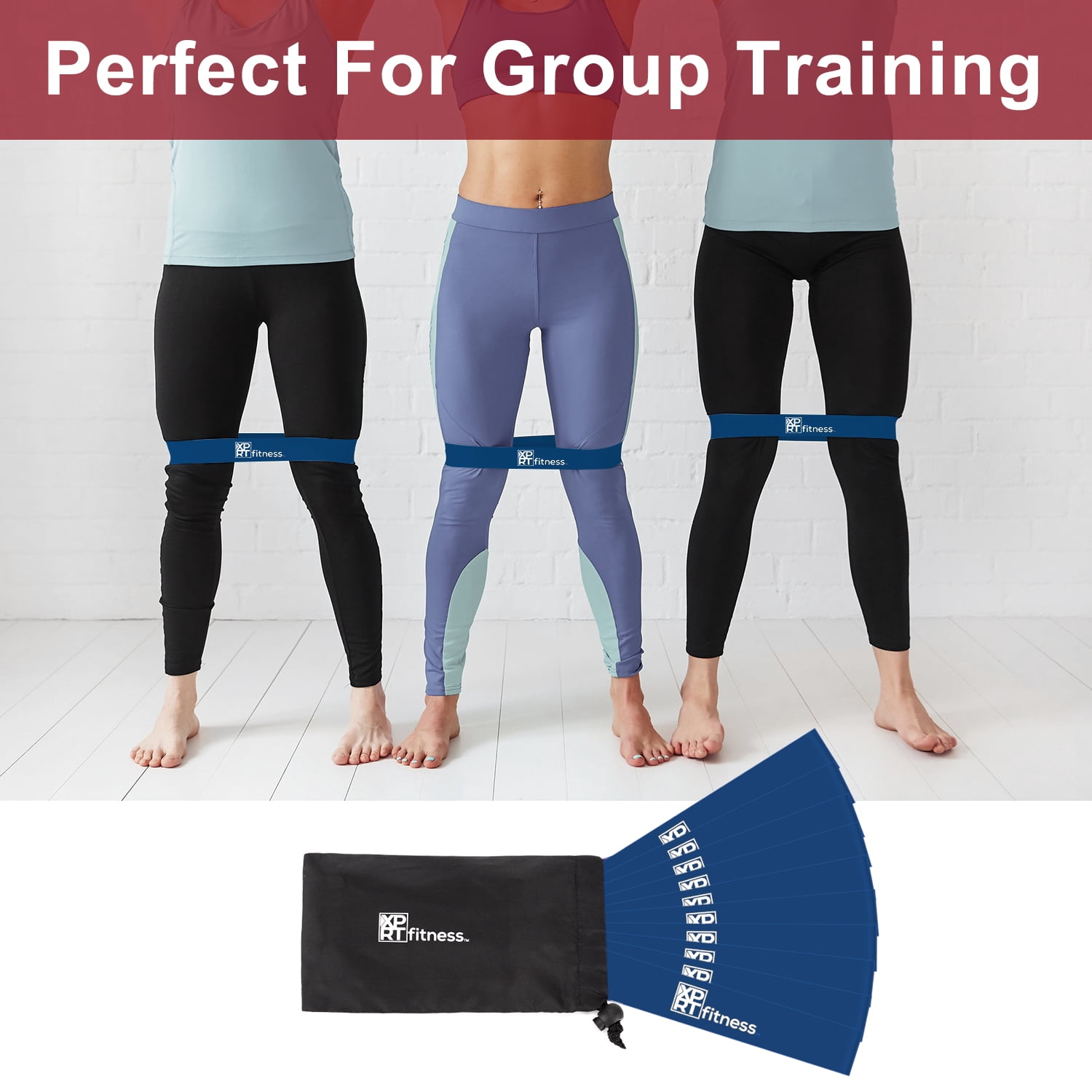 XPRT Fitness Resistance Loop Bands Elastic Exercise Bands Set of 10 - Resistance Level Heavy