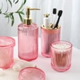 thumbnail image 5 of Pink 4-Pack Ribbed Glass Bathroom Accessory Set, 5 of 7