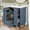 Blue Gray, variant on 24" solid wood frame Bathroom Organizer, Space-Saving Freestanding Cabinet with pull-out basket, Retro Bathroom Vanity with ceramic sink for bathroom interior spaces, Blue Gray