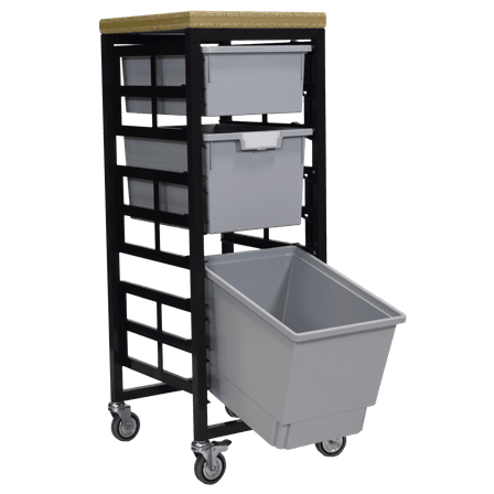 Mobile Workbench Storage Station w/Wood Top -3 StorSystem Trays-Gray