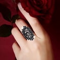 thumbnail image 2 of Womens Geometric Ring with Zircon Stone Hollow Alloy Electroplated Fashion Jewelry Ins Statement Ring Antique Silver Blue Diamond Gun Black Red Diamond, 2 of 6