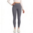 thumbnail image 6 of Matte Yoga Leggings - Casual Lounge Workout Womens Yoga Full Length Pants Gray S, 6 of 6
