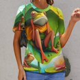 thumbnail image 3 of Frog Lotus Harmony Women's Short Sleeve T-Shirt Crew Neck Casual Summer Trendy Loose Fit Tops, 3 of 7