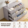 thumbnail image 3 of CHITOOMA Modern 7 Drawer Dresser, Wide Fluted Wood Storage Cabinet with Gold Handles, Chest of Drawers for Bedroom or Living Room, Gray, 3 of 8