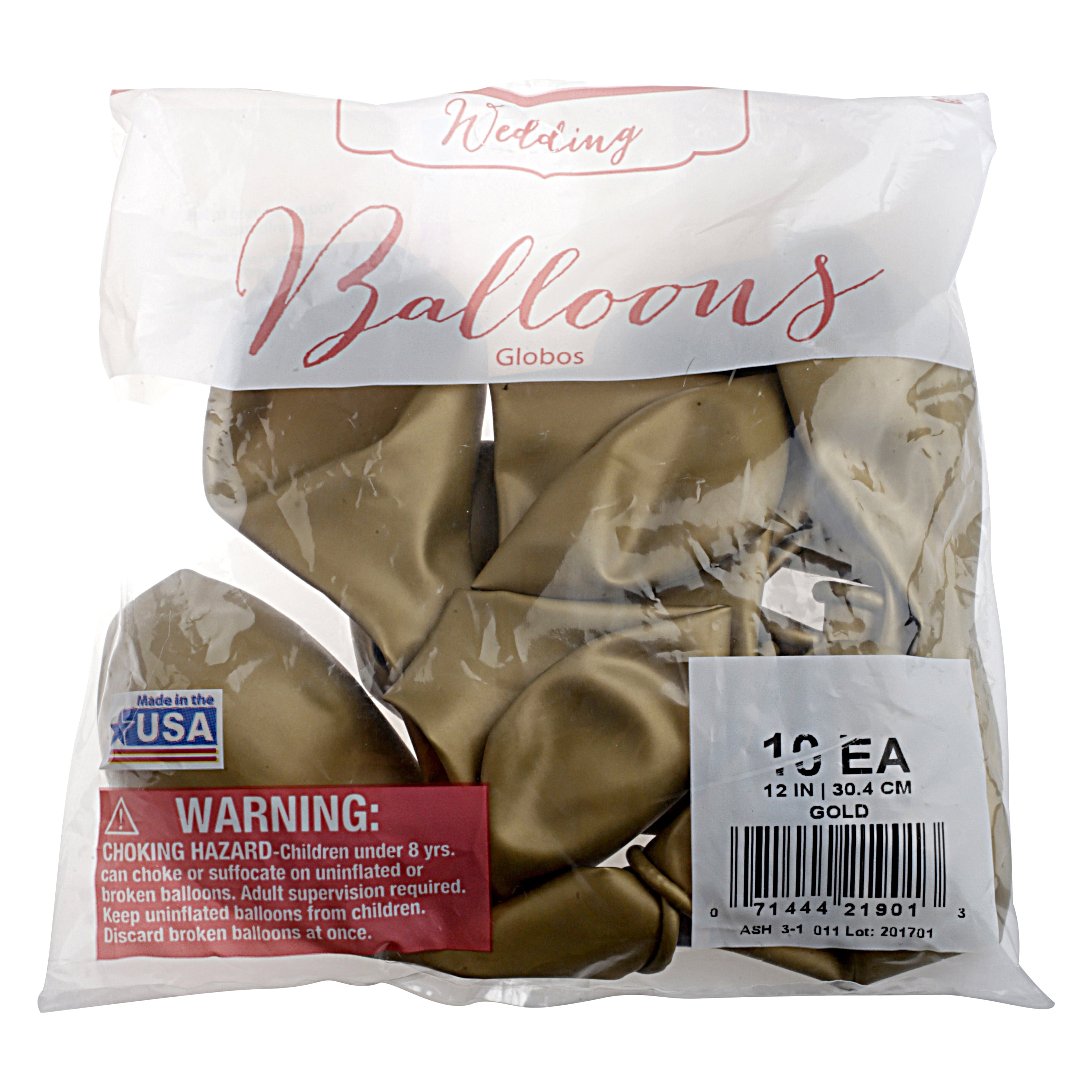 Way to Celebrate 12" Gold All Occasion Latex Balloons , 10 Count, For All Ages