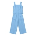 thumbnail image 6 of Ihhxva Cotton Linen Two Piece Set for Women Solid Color Stretchable Square Neck Sleeveless Slim Ankle Length Multi-Pocket Wrinkle-Resistant Summer Outfit S-2XL, 6 of 8