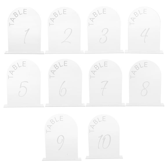 Set of 10 Clear Acrylic Table Numbers with Stands, Numbers 1-10 for Wedding, Party, Event, and Table Centerpiece Decoration