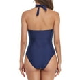 thumbnail image 4 of Sngxgn Women's Swimsuit Plunge Neckline Cutout Criss Cross Bathing Suit(Blue,S), 4 of 4