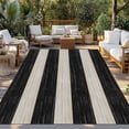thumbnail image 2 of Black White Striped Outdoor Rug for Patio/Deck/Porch, Non-Slip Large Area Rug 5 x 8 Ft, Farmhouse Vintage Shabby Chic Wood Grain Indoor Outdoor Rugs Washable Area Rugs, Camping Rug Carpet Runner, 2 of 8