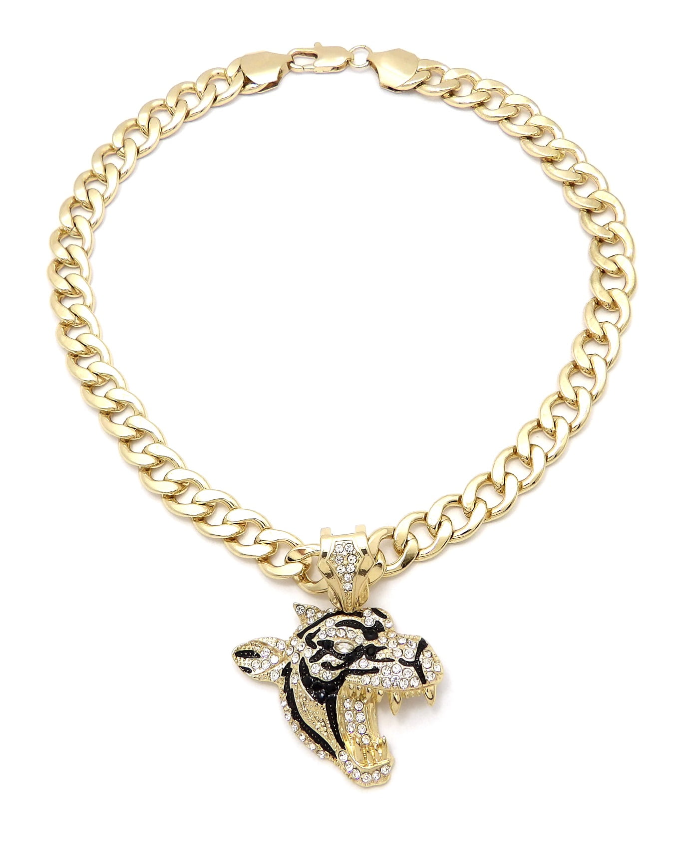 Lil Pump Ice Bling TIGER Pendant With 9mm 18" Cuban Link Chain 