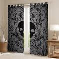 thumbnail image 2 of Manfei Adult Damask Skull Black Out Curtains, Hippie Gothic Skeleton Curtains Pack of 2 (42x63 Each), Tribal Mandala Theme Bedroom Curtains, Living Room Curtains Decor, 2 of 6
