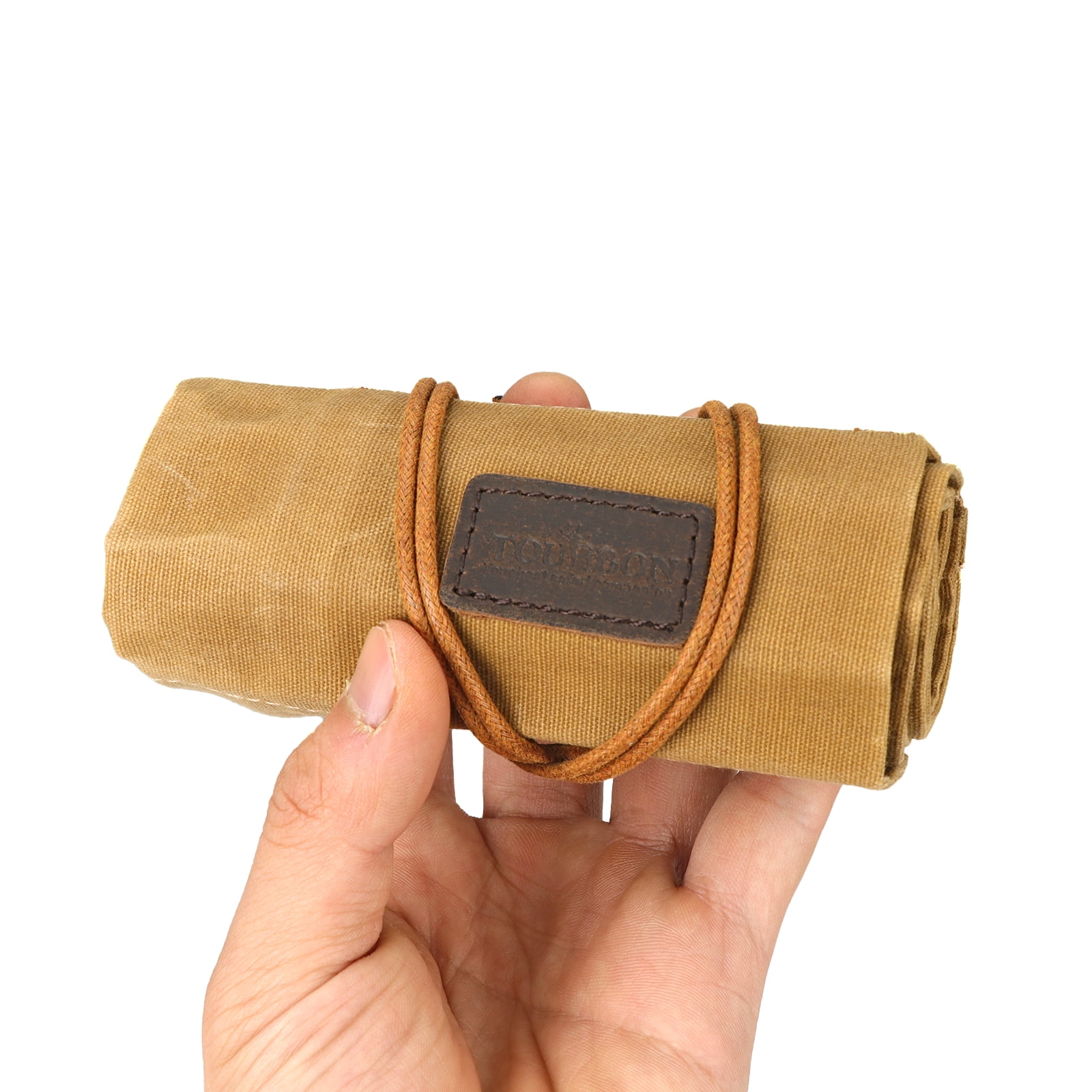 TOURBON Canvas Folding Tools Roll Up Bag (14 Slots)Portable Carry Pouch Workshop Storage Splier Tool Organizer Woodworking