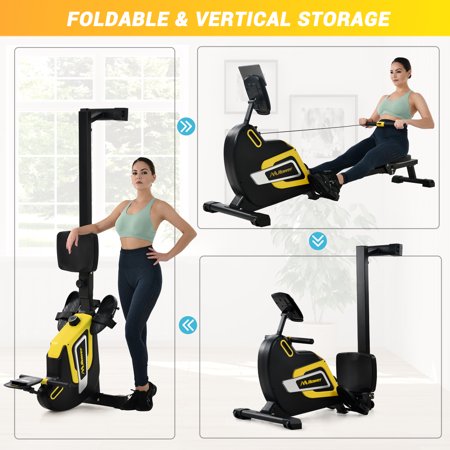 Walkfairy Magnetic Rowing Machine Folding Rower with 14 Level Resistance Adjustable  LCD Monitor and Tablet Holder for Foldable Rower Home Gym Cardio Workout