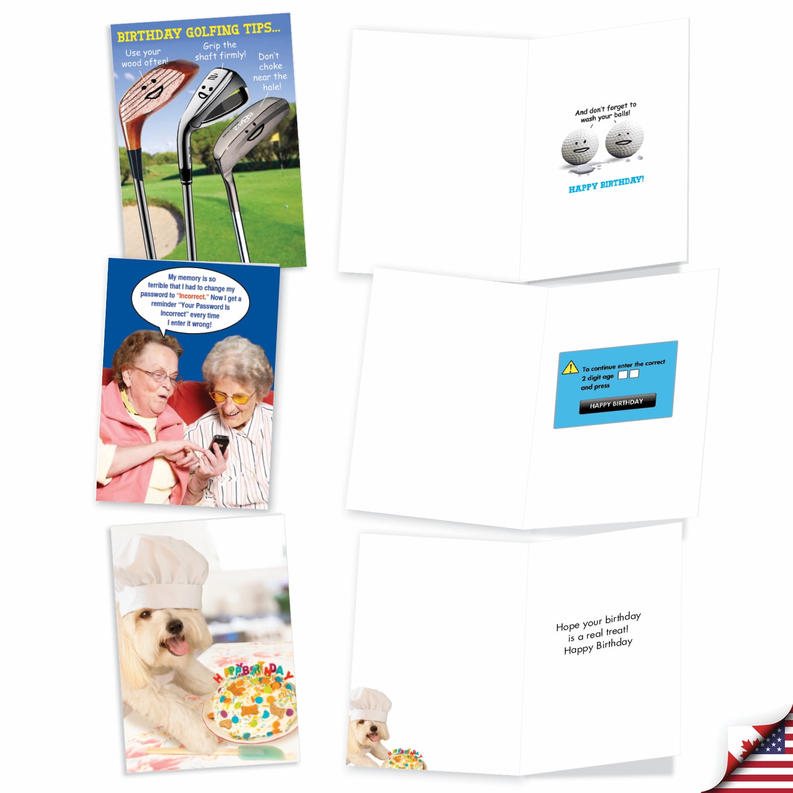 NobleWorks 20 Assorted Box Set Funny Birthday Greeting Cards w/5 x 7 Inch Envelopes (10 Designs, 2 Each) Bday Best Birthday Wishes AC8838BDG-B2x10