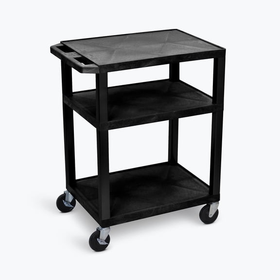 FSE 373-WT34 34"H AV Cart - Three Shelves - Black Legs