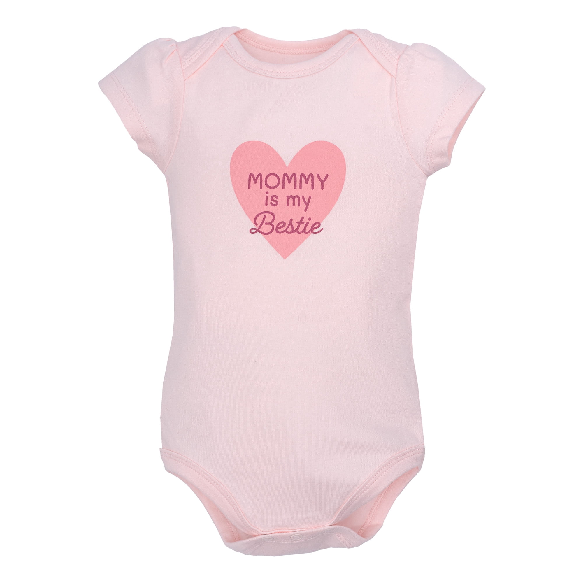 Hudson Baby Girl Cotton Bodysuits 3-Pack, Mom Dad Heart Confetti, 9-12 Months