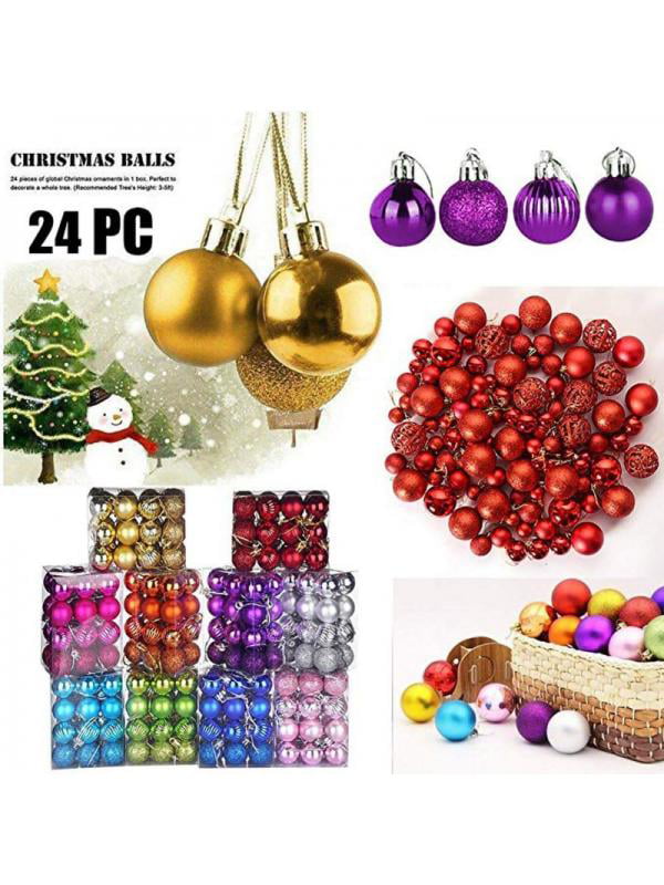 24Pcs 6cm Christmas Tree Xmas Ball Baubles Hanging Party Ornament Wedding Decor