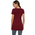 thumbnail image 3 of JYLFC Womens Tops Short Sleeve Round Neck Summer Tee Shirts, Burgundy 2XL, 3 of 6