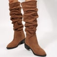 thumbnail image 5 of Purcolt Mid-Calf Boots for Womens Vintage Trendy Ruched Pointed Toe Block Heel Booties Comfort Casual Non-Slip Pull-on Western Cowgirl Boots, 5 of 7