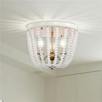 Warehouse of Tiffany IMC834-3 15 in. Taha Indoor 4-Light Gloss White & Brass Flush Mount Ceiling Light with Light Kit
