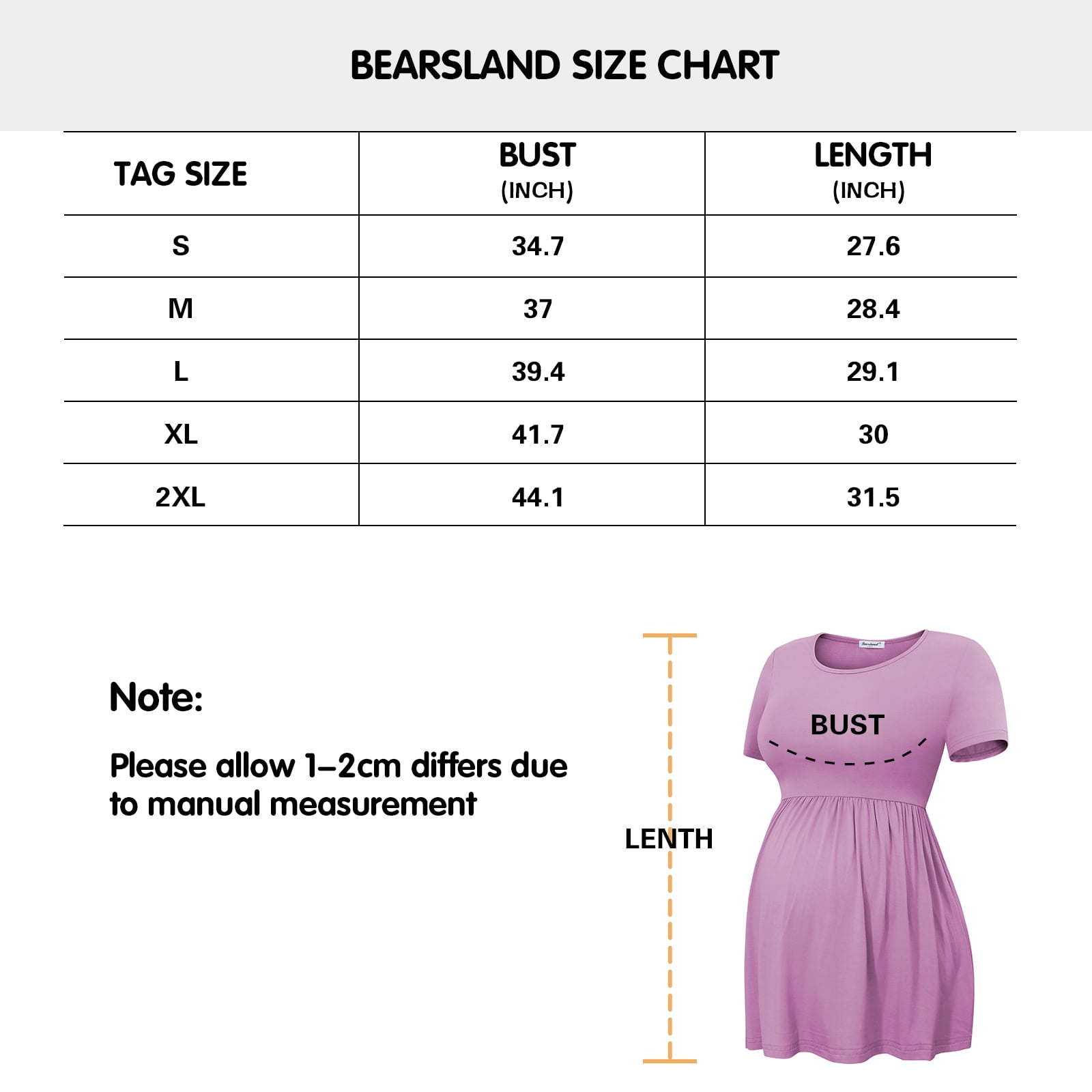 Bearsland Women's Short Sleeve Maternity T-Shirt Pregnancy Clothes