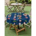 thumbnail image 4 of Outdoor Tablecloth with Umbrella Hole for Patio/Picnic/Party/Camping, Navy Blue Spring Floral Waterproof Table Cloth Round Cover Washable, Green Botanical Summer Flower Birds (Dia 54"), 4 of 8
