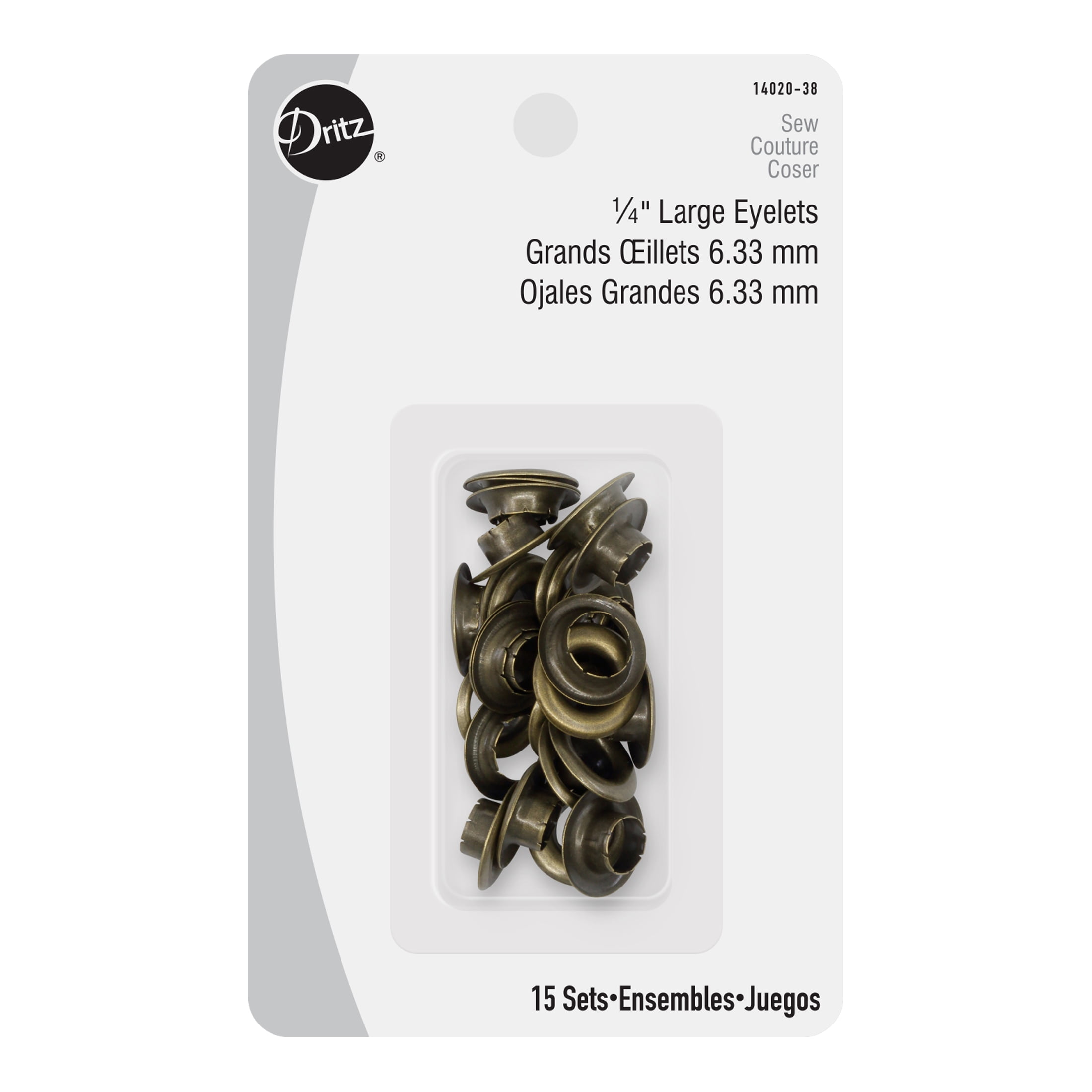 Dritz Antique Brass Large Eyelets, 15 Count