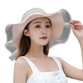 thumbnail image 5 of SPRING PARK Summer Women Sun Hat Color Block Bow Wave Adjustable Beach Sun Hat Dome Hat Headwear, 5 of 8