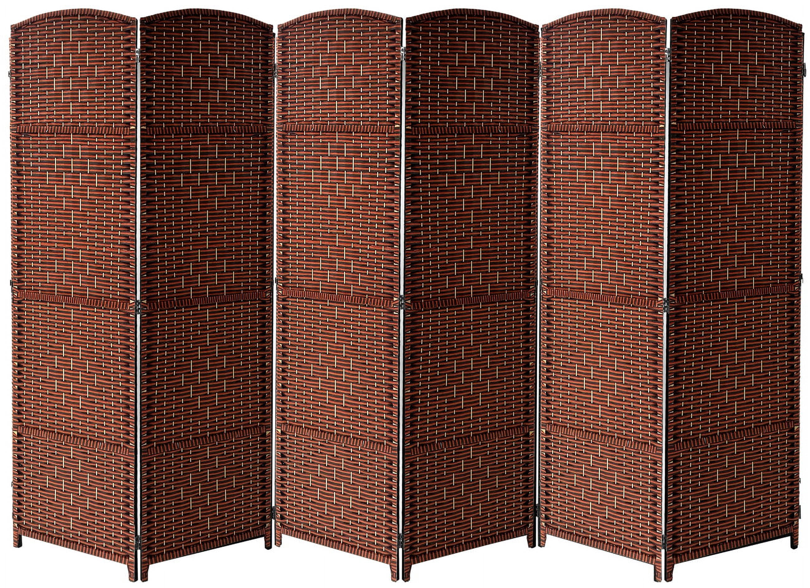 Extra Wide - Diamond Weave Fiber Room Divider, 6 Panel (Brown)