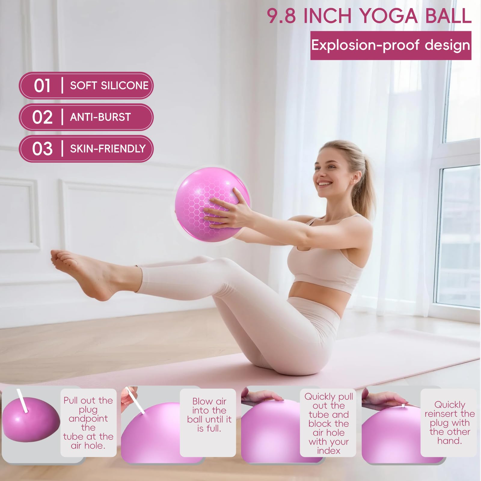Pilates Kit for Women with Resistance Bands, Pilates Ring, Exercise Ball, Booty Bands & Massage Ball for Home Workouts, Core Strength & Toning