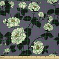 thumbnail image 2 of Ambesonne Floral Fabric by the Yard Microfiber, White Wild Roses Leaves Art, 1 Yard, Pale Eggplant Cream, 2 of 2