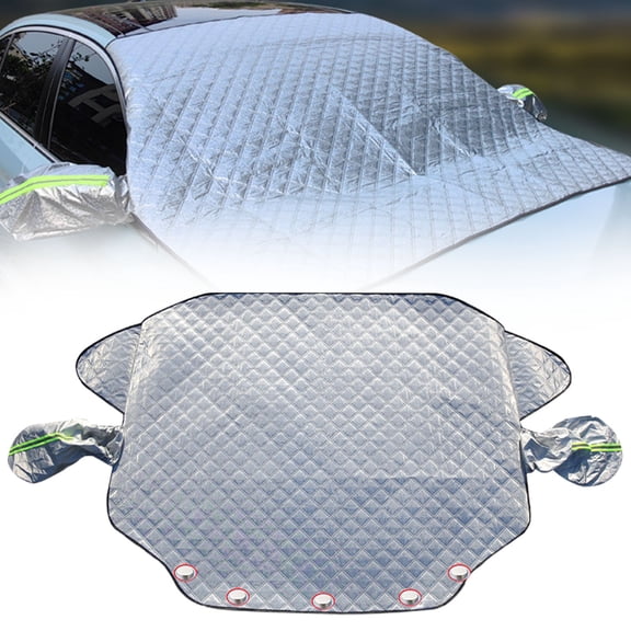 All-Weather 4-Layer Car Windshield Cover for Car SUV CRV Trucks with Side Flaps, Strong Magnets and Wide Edges for Snow, Frost and Sun Protection