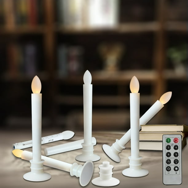 Flameless Taper Candles with Remote and Timer Electric Window Candles