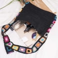 thumbnail image 5 of Spencer Crochet Bag Women Crochet Shoulder Bag Knitting Crossbody Handbag Floral Hollow Beach Tote Bag, Black, 5 of 9